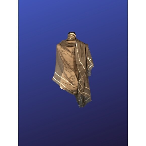 unbranded Shawl Wrap Scarf, DARK GRAY/SILVER METALLIC, GUC - Picture 2 of 7